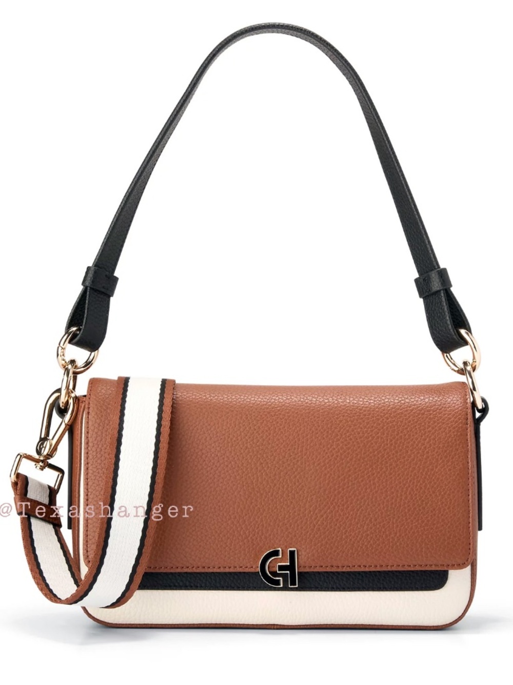 Cole Haan NWT Leather Shoulder Bag Black/White/British Tan